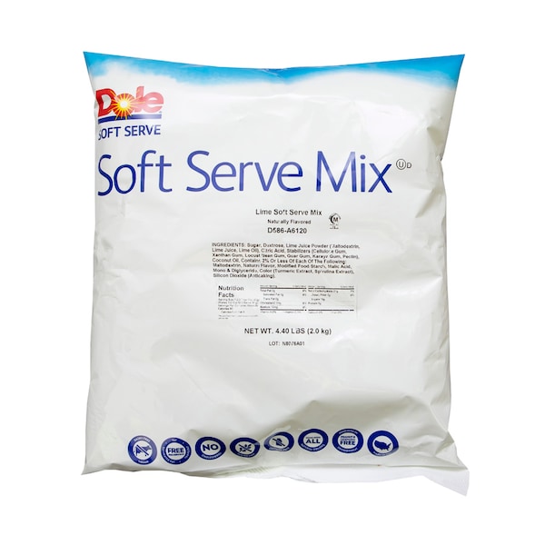 Dole Soft Serve Lactose Free Add Water Lime Soft Serve Mix 4.4lbs Bag, PK4 D586-A6120 - main